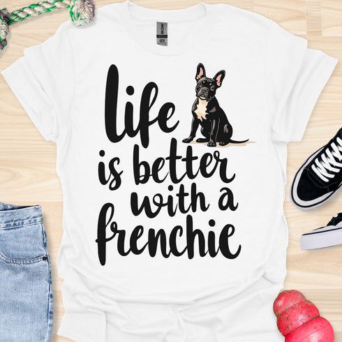 Life is better with a frenchie - V5 - Frenchie in Sweater T-Shirt